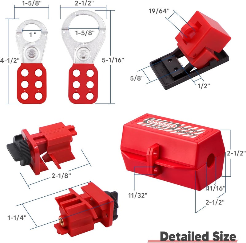 SATTRON Lockout Tagout Kit Electrical Loto: Lockout Hasps, Safety Padlocks, Plug Lockout, Clamp On and Universal Multipole Circuit Breaker Lockouts, Lockout Tags, Nylon Zip Ties, Red Carrying Bag for Safety - Image 3